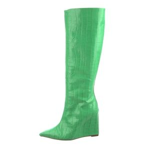 Schutz Asya Crocodile Embossed Leather Boot